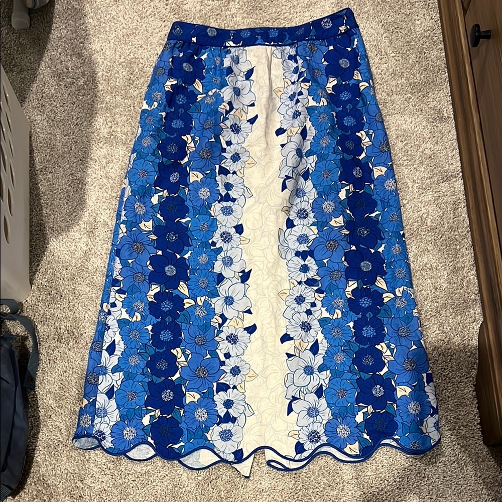 Floral Blue and White Skirt